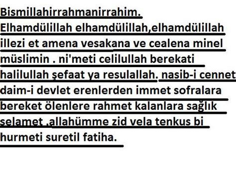 Yemek Duası Kısa Elhamdülillah Elhamdülillah Elhamdülillahillezi