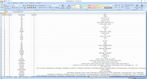 araç marka model listesi excel