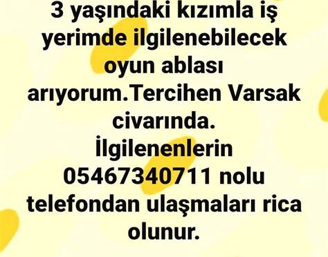 Oyun Ablası Iş Ilanları